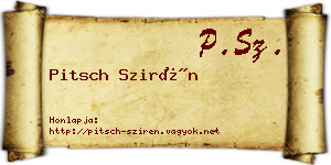 Pitsch Szirén névjegykártya